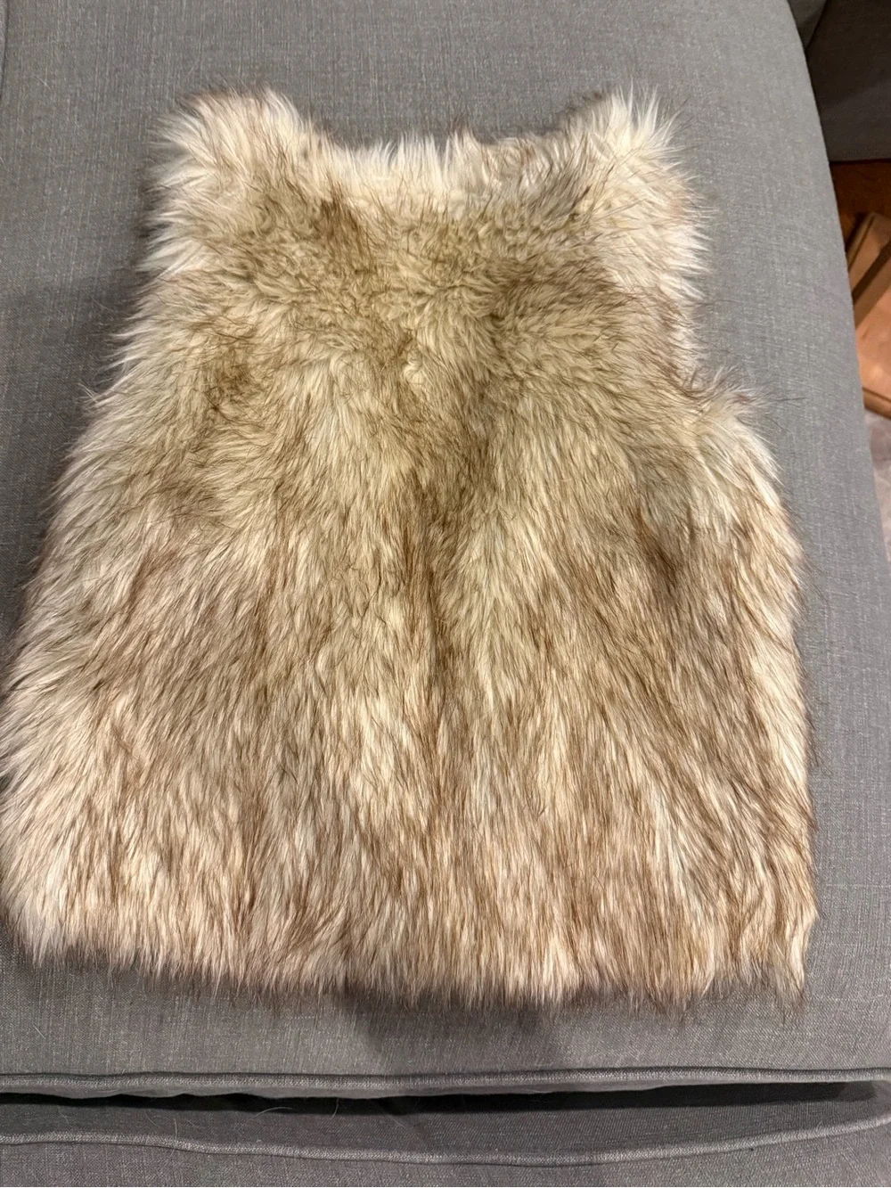 Old Navy Faux Fur Vest in Tan and Cream